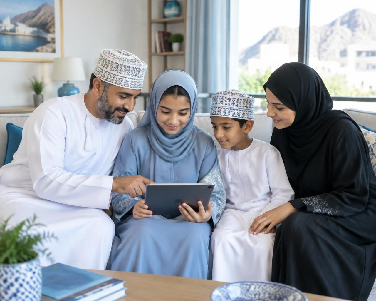 أسرة عُمانية تتعلم الأمان الرقمي معاً